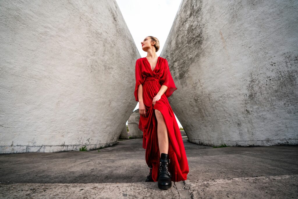 a man in a red dress